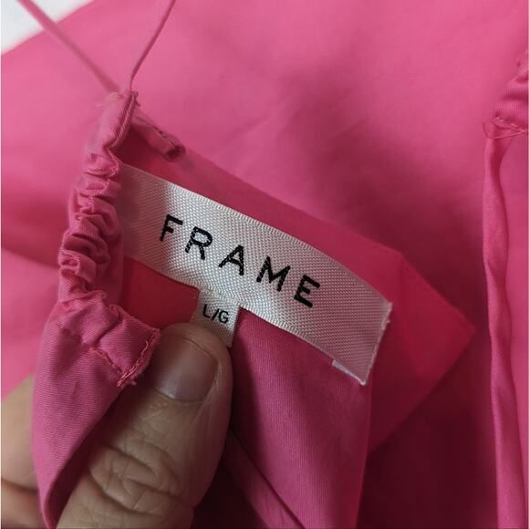 Frame Hot Pink Gathered Strappy Tie-Back Top Size L - Picture 7 of 9